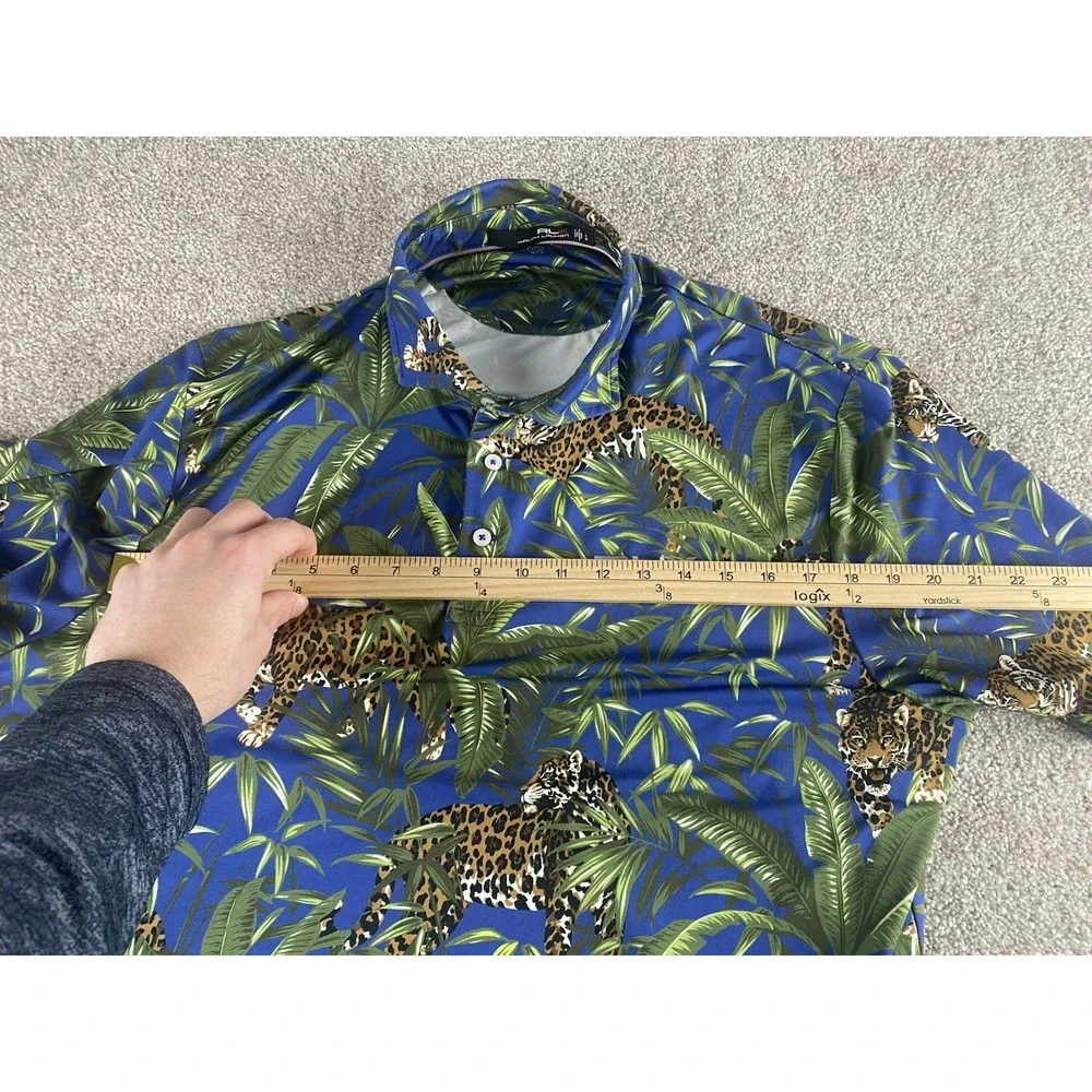 Ralph Lauren RLX Golf Polo Shirt‎ All Over Floral Jaguar Big Cat Hawaiian Mens L